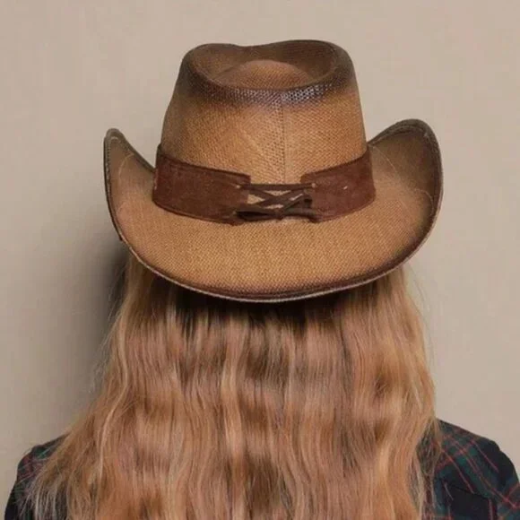 Western Straw Floral Embroidered Festival Cowboy hat - Picture 4 of 6